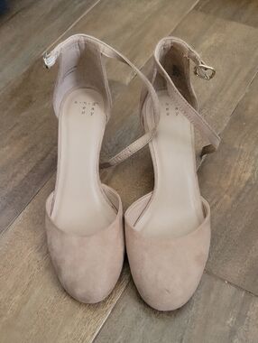 Anndra Nude Suede Ankle-Strap Heels